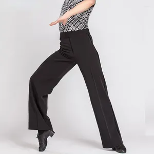 Men's Pants Latin Modern Ballroom Dance Professional Satin Ribbon Elastic Straight Trousers/Pants