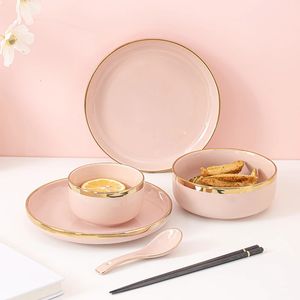 Dishes Plates Table Luxury Food Dinner Set Ceramic Kitchen Utensils Charger Plate Sets Tableware Fruit Bowl Assiette Cookware 231213