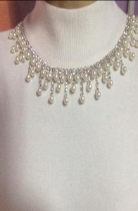 Spedizione 1 Yardlot catena di perle e strass di cristallo finiture da sposa costume da ballo decorazioni artigianali collare applique accessori2007400