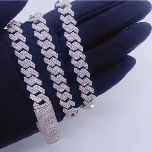 Jóias de hip hop personalizadas 925 Sterling Silver Diamond Moissanite Iced Out Chain Link Cuban