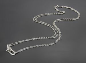 Titanium Steel 2 Section U-shaped Chain Double Layer rose gold silver Necklace Women Double U Byte Necklace1878989