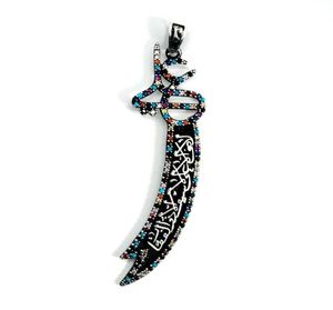 Black Floor Zulfiqar Sword Stone Silver Pendant Hz Ali Necklace Tip Chains7854779