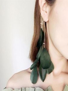 Dangle Chandelier Trendy Feather Tassels Cuff Clip Earrings Ear Without Piercing Crawlers For Woman Wedding Engagement Jewelry G3232006