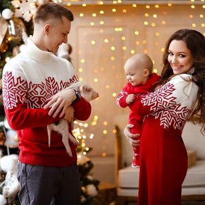 Rompers Jumpers ParentChild مطابقة الزي لباس الرجال الأطفال سفن الصوفية المتماسكة العائلة