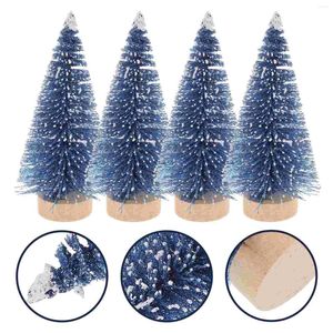 Decorações de Natal Mini Árvore Pinheiros em Miniatura Base de Madeira Garrafa Escova Artificial Xmas Pequenos Artesanatos