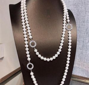 Mode Long Pearl Beaded Necklace Sweater Chain Pärlade halsband med Stone Wedding Gift270x4732369