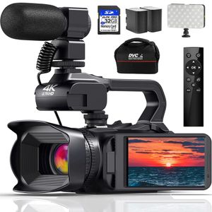 Videocamere per azioni sportive Videocamera 64MP Videocamera 4K Ultra HD Videocamere Zoom 18X Messa a fuoco automatica Videocamera per streaming Touch screen digitale da 40