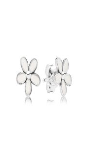 Orecchini a fiore piccolo con margherita smaltata bianca per orecchini in argento sterling 925 con orecchini a bottone per ragazze carine, set di accessori moda3196492