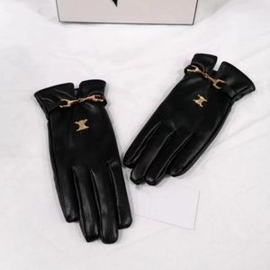 Mens Womens Five Fingers Gloves Designer Brand Letter Printing Thicken Keep Warm Glove Winter Outdoor Sports Pure Cotton Faux Leather