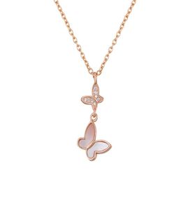 Sparkling Diamond Zircon Lovely Cute Shell Butterfly Pendant Short Choker Necklace For Women Girls Fashion Designer Rose Gold Silv7403996