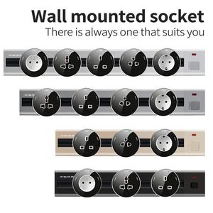 Kraftremsor Förlängningssladdar Surge Protectors T I Wall Track Socket EU UK US FR Standard Universal Home Kitchen Badrumsuttag Pop utan stansning 231213