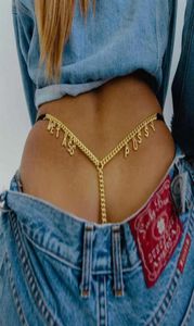 2021 Sommer Sexy Körperkette Schmuck Personalisierter Name Bauch Taille Ketten für Frauen Metall Benutzerdefinierte Buchstaben Unterwäsche Tanga Höschen2961763046