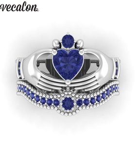 VECALON ANTES BUL BILHTEND PLADDAGH RING 5A ZIRCON CZ CZ BRANCO CONHECIDO ANELECENDO ANEL DE MEMINING STEP PARA MAN MOM