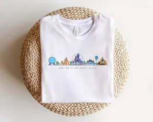 女性のTシャツは私の幸せな場所で私に会います家族の休暇を一致させるおかしなシャツTshirt短袖トップティーoネックcctton goth y2k harajuk