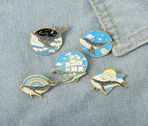 Animal Whale Sailboat Planet Cowboy Pins Geometric Moon Star Wave Badge Accessories Unisex Cartoon Clothes Collar Bags Brooches Or7531316