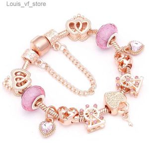 Charme Bracelets BAOPON nouveau coeur clé pendentif couleur or Rose Bracelets fins Bracelets grande roue perles Bracelet à breloques pour femmes bijoux cadeau T231213