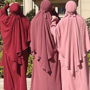 Abbigliamento etnico Musulmano Lungo Khimar Hijab Ramadan Eid Indumento di preghiera formale Jilbab Hijab per donna Niqab Burka Turchia islamica Djellaba