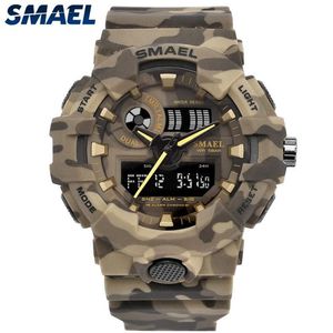 Smael marka moda kamuflaż wojskowy cyfrowy kwarc zegarek mężczyzn Waterproof thock Outdoor Sports zegarki męskie MENS MASCULINO Y12817