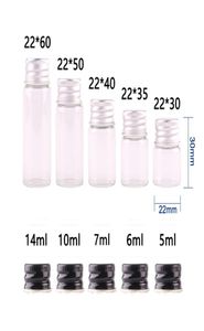 50pcs 5ml 6ml 7ml 10ml 14mlアルミニウムキャップ付きクリアガラスボトル13オンスの小さなガラス小型バイアル用使用8097897