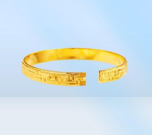 Solid Classic Bangle Openable 18K Yellow Gold Filled Womens Bracelet Trendy Jewelry Gift 10mm Wide Femal Accessories9343279