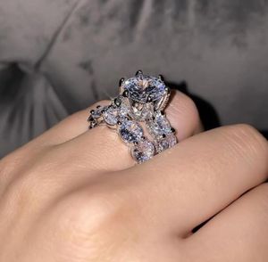 Choucong Yeni eşsiz kokteyl lüks mücevher 925 STERLING Gümüş Büyük Yuvarlak Kesilmiş Topaz CZ Diamond Ejderha Pençe Kadın Düğün Gelin 7968931