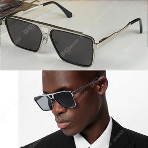 Neue Sonnenbrille mit Farbverlauf für Herren, luxuriöse Designer-Evidence-Metallbrille, großer Rahmen, V-Form, quadratische Brille, Z1585, Sonnenbrille mit Muster, charakteristischer Karodruck, Lunette