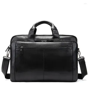 Aktentaschen Herren Aktentasche Messenger Bags 15-Zoll-Laptoptasche für Männer Dokument Geschäftsreise Männliche echtes Leder Bürohandtasche