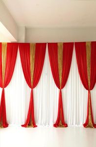 Party Decoration Design White Curtain Red Ice Silk Gold Sequin Drape Backdrop Wedding Birthday4852326