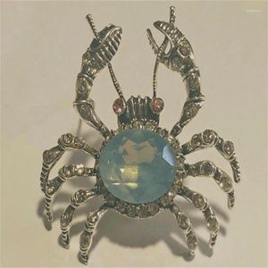 Broches lindo caranguejo do mar de Netuno opala vidro cristal horóscopo estrela sinal broche alfinete