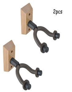 Selling Guitar Holder Guitar Wall Hanger Hooks with Wooden Base 2pcs Brown8202170