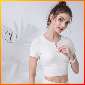 Lu Lu Align With Summer Mujer Sport Yoga Lemon LL Bra Cremallera frontal Fitness Ciclismo Crop Top con almohadillas para el pecho Elástico Sport Yoga Lemon LL Bra