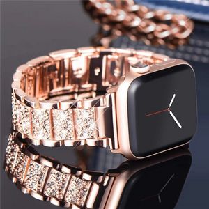 Kobiety Diamond Pasek do Apple Watch Band 38 mm 40 mm 42 mm 44 mm bransoletka ze stali nierdzewnej dla iWatch Ultra 49mm 41 45 mm 8/7/6/5 4 3