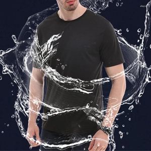 Herrenanzüge B614 Kreatives hydrophobes Anti-Schmutzwasserdichtes einfarbiges Männer-T-Shirt Weiches Kurzarm-Schnelltrocken-Oberteil Atmungsaktives Tragen