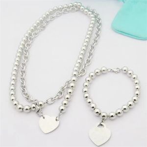 Set di braccialetti con collana di perle di design di marca di lusso di alta qualità Set di gioielli di dichiarazione di nozze 2 in 1 Set di gioielli per ragazze da donna Regalo di Natale di compleanno