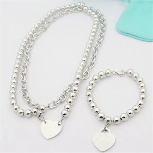 Lyxkvalitet Luxury Brand Designer Pearl Necklace Armband Set Wedding Statement Jewelry 2 In 1 Women Girls Smyckesuppsättningar Födelsedag Julpresent