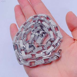 Pass Diamond Tester Hip Hop Iced Out Diamond Moissanite 8mm Square Box Link Chain