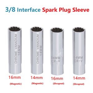 New Universal Spark Plug Socket Spark Plug Wrench 3/8 Magnetic 12 Angle Thin Wall for 14/16mm Spark Plug Removal Auto Repair Tool