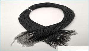 Ketten schwarz 2 mm Wachsseil Karabinerverschluss Ketten Halskette Lanyard Schmuck Anhänger Schnüre 100 Stück Lot Herstellung Acc Drop Lieferung Halskette 6041630