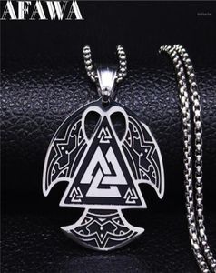 Pendant Necklaces AFAWA Nordic Viking Stainless Steel Ax Necklace For Men Silver Color Big Pendants Jewelry Gargantilla N4022S023634537