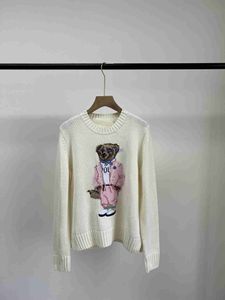 2023 Womens Sweater Designer Original modemärke Laurens Autumn and Winter New Unisex Cotton Heavy Industry Cartoon Little Bear Round Neck Academy Age Re