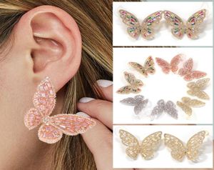 4 Colors Personalized Rose Gold Cubic Zircon Big Butterfly Earrings Punk New Fashion Stud Earring Bling Diamond Ear Jewelry Gifts 5367348