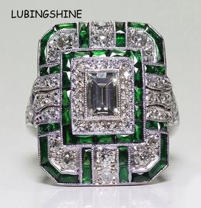 Vintage Square Crystal Big Midi Finger Ring For Women Girls Wide Green Stone Zircon Knuckle Rings Wedding Party Jewelry Gift2119484