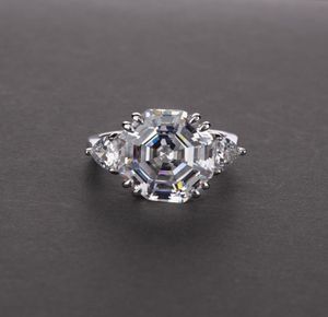 Rings Wong Regen 100 925 Sterling Zilver Asscher Cut Gemaakt Moissanite Aqumarine Edelsteen 결혼 약혼 반지 Sieraden4908271918353