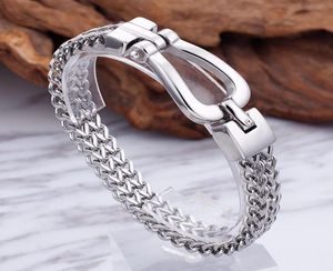 826Inch 21cm 11mm 316L Rostfritt stål Silver Simple Nail Button Men039S HipHop Figaro Link Chain Armband Bangle Cool Togg7073047