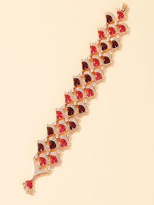 Charme pulseiras em forma de leque tesouros coloridos pulseira microset cor zircônio banhado a ouro atmosférico senhoras banquete de noite fan3735301