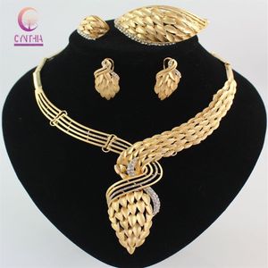 Przyjazd afrykański zestaw biżuterii z kostiumu 18k złota kryształowe ślubne akcesoria ślubne Nigerian Jewellry Sets2200