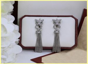 Kobiety modne kolczyki damskie męskie designerskie kolczyki bręki lampartowe kolczyki biżuterii kryształowe ozdoby z pudełkiem 26942205