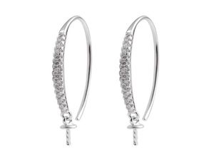 Earwire Findings 925 Sterling Silver Hook Pearl Drop Earrings Semi Mounting Cubic Zirconia Jewellery 5 Pairs4204806