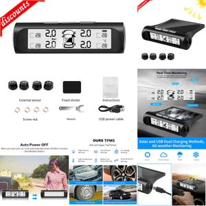 New Other Auto Parts Solar Power TPMS Car Tire Pressure Alarm Monitor Auto Security System Tyre Pressure Temperature Warning With 4 External Sensors