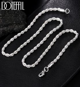 925 Sterling Silver Ed Rope Chain Halsband 1618202224 Inch 4mm för Women Man Fashion Wedding Charm Jewelry9201553